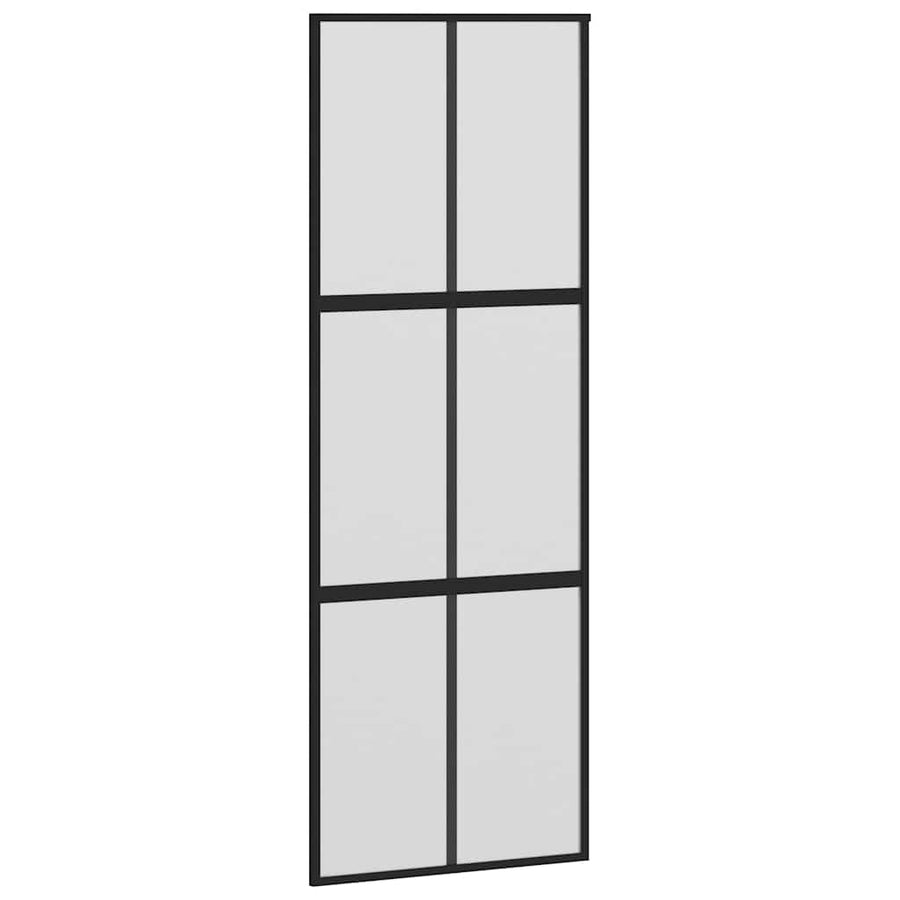 Schuifdeur met beslag 76x205 cm gehard glas en aluminium