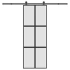 Schuifdeur 76x205 cm gehard glas aluminium zwart