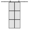 Schuifdeur met beslag 90x205 cm gehard glas en aluminium