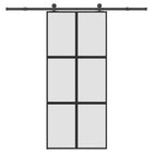 Schuifdeur 90x205 cm mat glas aluminium zwart