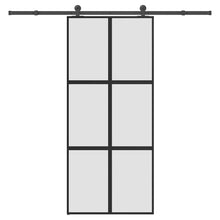 Schuifdeur met beslag 90x205 cm gehard glas en aluminium