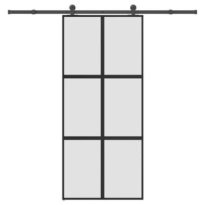 Schuifdeur met beslag 90x205 cm gehard glas en aluminium
