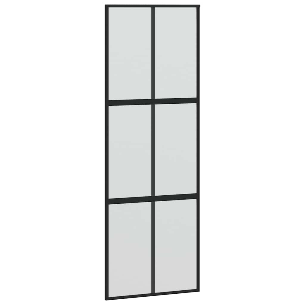 Schuifdeur met beslag 90x205 cm gehard glas en aluminium