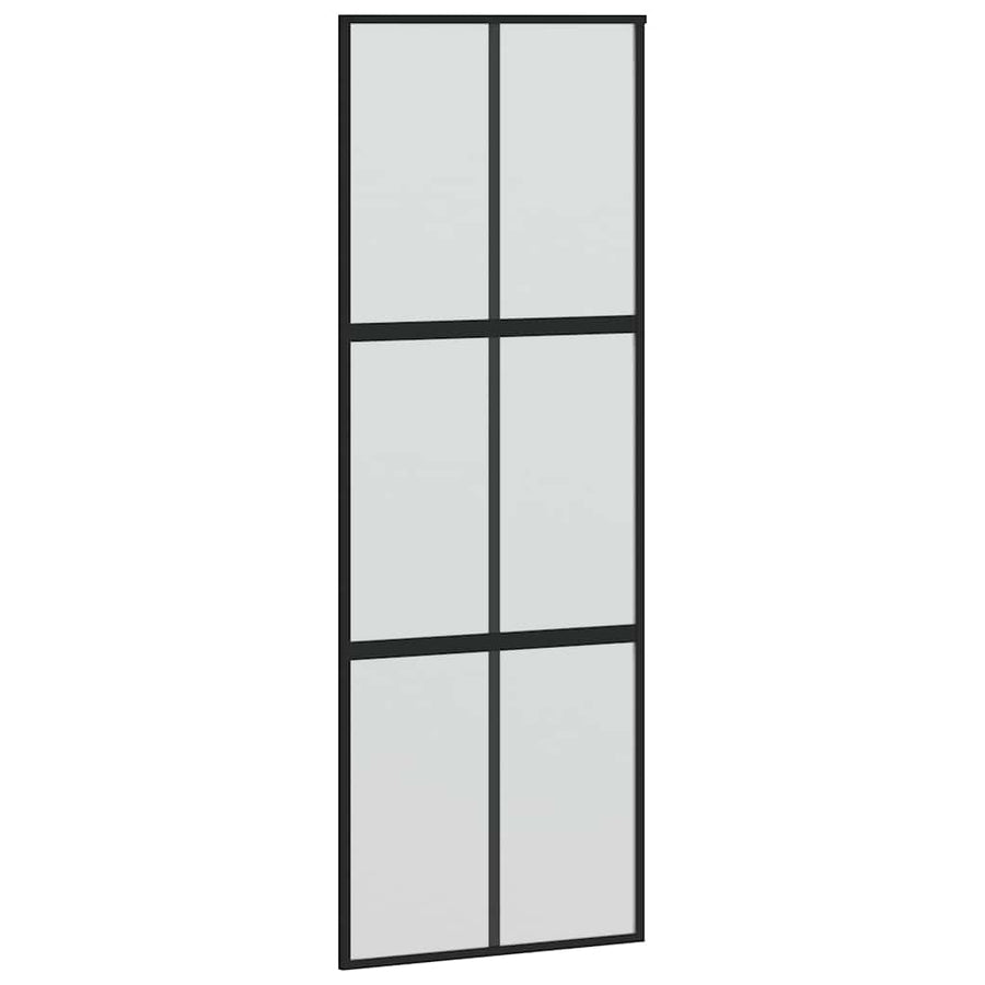 Schuifdeur met beslag 90x205 cm gehard glas en aluminium