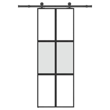 Schuifdeur met beslag 76x205 cm gehard glas en aluminium