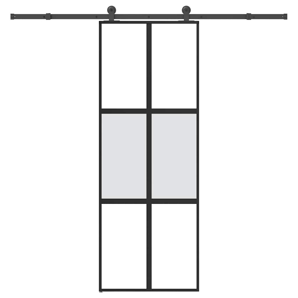 Schuifdeur met beslag 76x205 cm gehard glas en aluminium