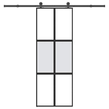 Schuifdeur met beslag 76x205 cm gehard glas en aluminium