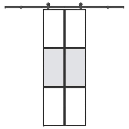 Schuifdeur met beslag 76x205 cm gehard glas en aluminium