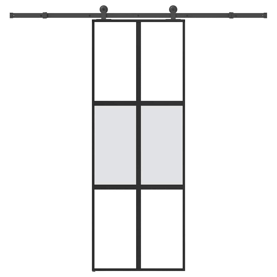 Schuifdeur met beslag 76x205 cm gehard glas en aluminium