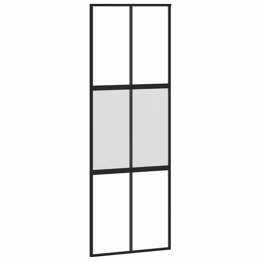 Schuifdeur met beslag 76x205 cm gehard glas en aluminium