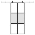 Schuifdeur met beslag 90x205 cm gehard glas en aluminium