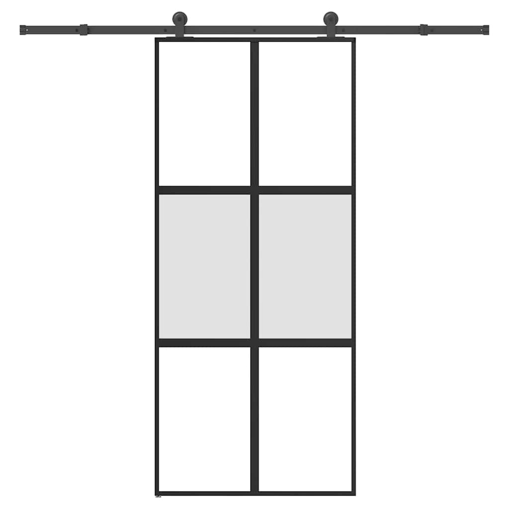 Schuifdeur met beslag 90x205 cm gehard glas en aluminium