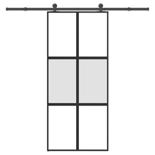 Schuifdeur met beslag 90x205 cm gehard glas en aluminium