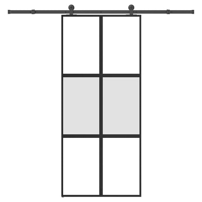 Schuifdeur met beslag 90x205 cm gehard glas en aluminium