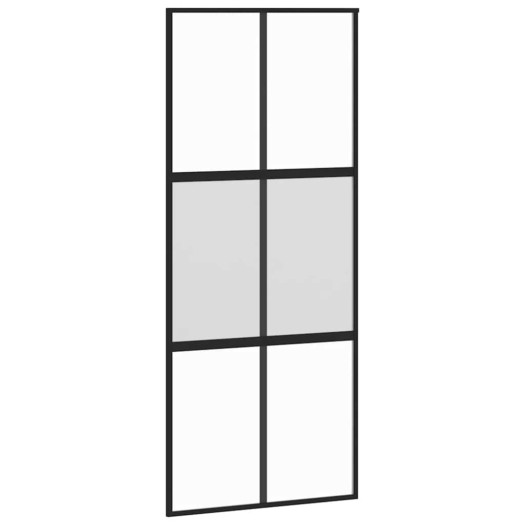 Schuifdeur met beslag 90x205 cm gehard glas en aluminium