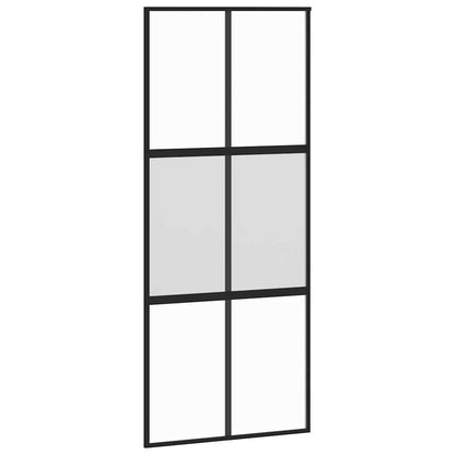 Schuifdeur met beslag 90x205 cm gehard glas en aluminium