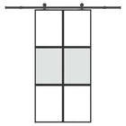 Schuifdeur 102,5x205 cm gehard glas aluminium zwart