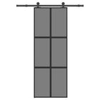 Schuifdeur 76x205 cm gehard glas aluminium zwart