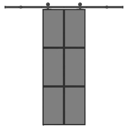 Schuifdeur met beslag 76x205 cm gehard glas en aluminium