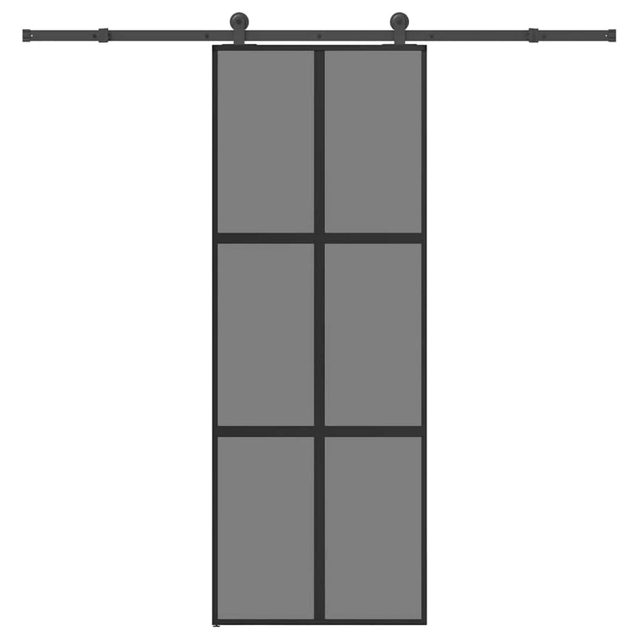 Schuifdeur met beslag 76x205 cm gehard glas en aluminium