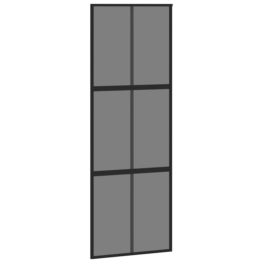 Schuifdeur met beslag 76x205 cm gehard glas en aluminium