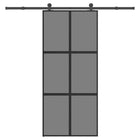 Sliding door with hardware 90x205 cm tempered glass and aluminum