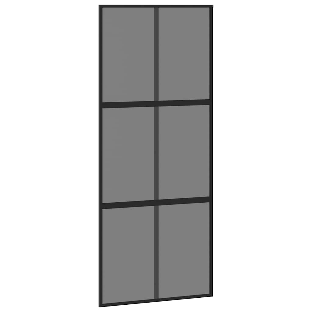 Schuifdeur met beslag 90x205 cm gehard glas en aluminium