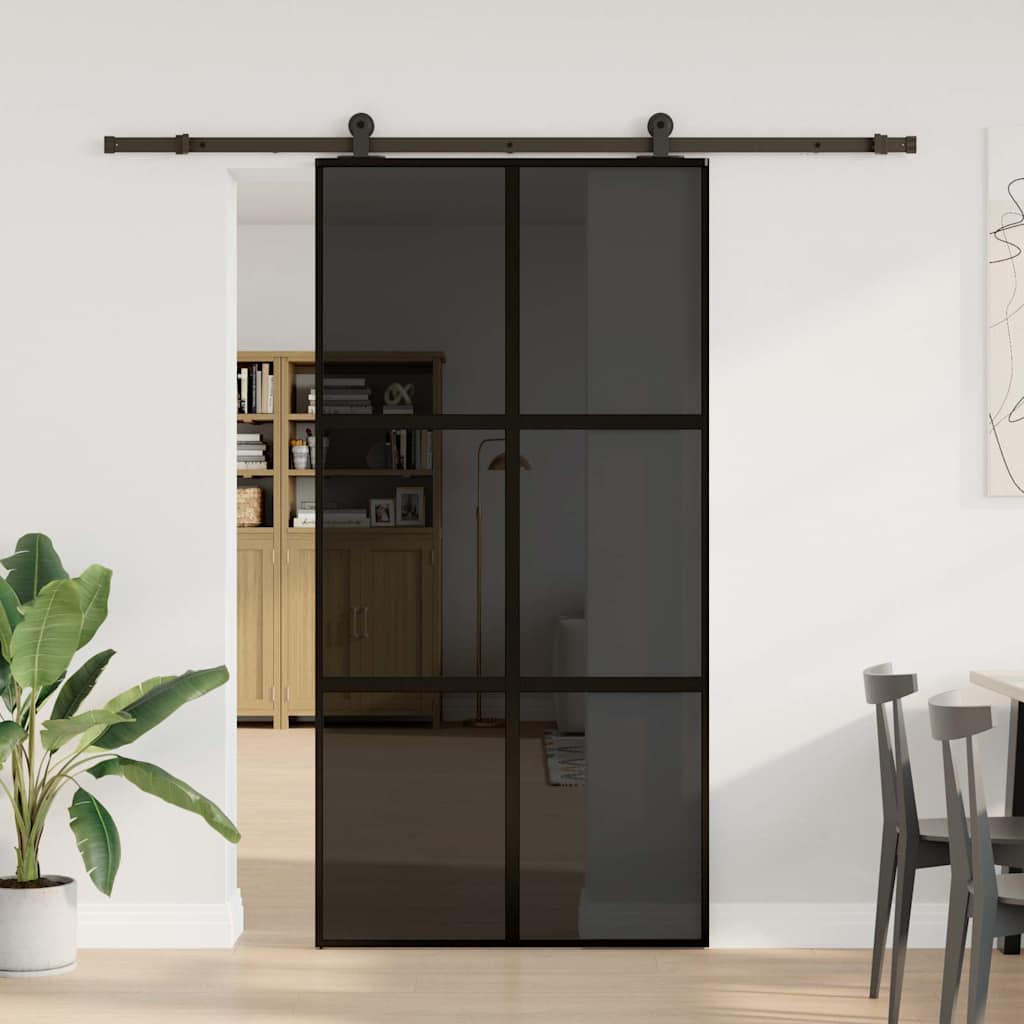 Schuifdeur met beslag 102,5x205 cm gehard glas en aluminium