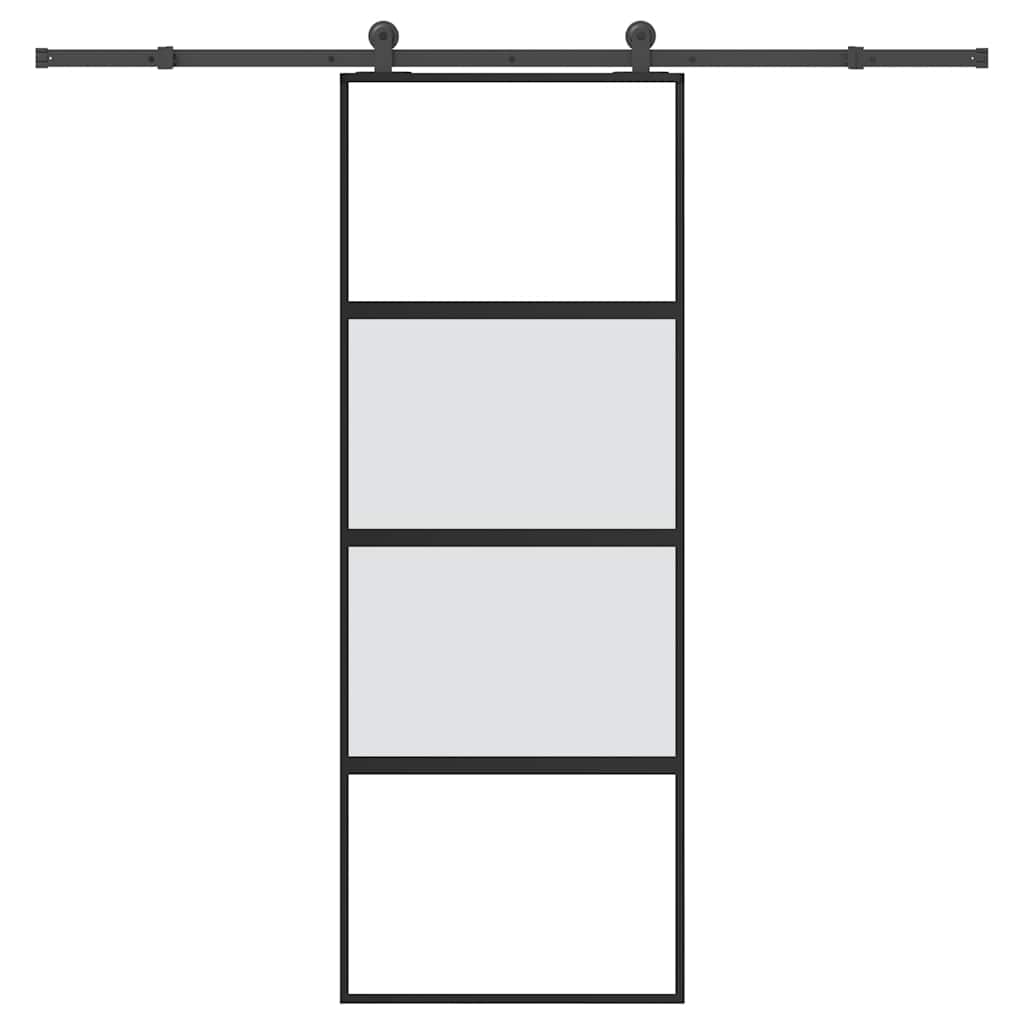 Schuifdeur met beslag 76x205 cm gehard glas en aluminium