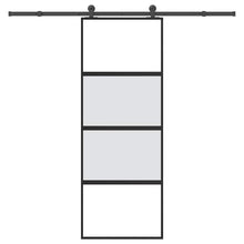 Schuifdeur met beslag 76x205 cm gehard glas en aluminium