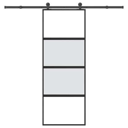 Schuifdeur met beslag 76x205 cm gehard glas en aluminium