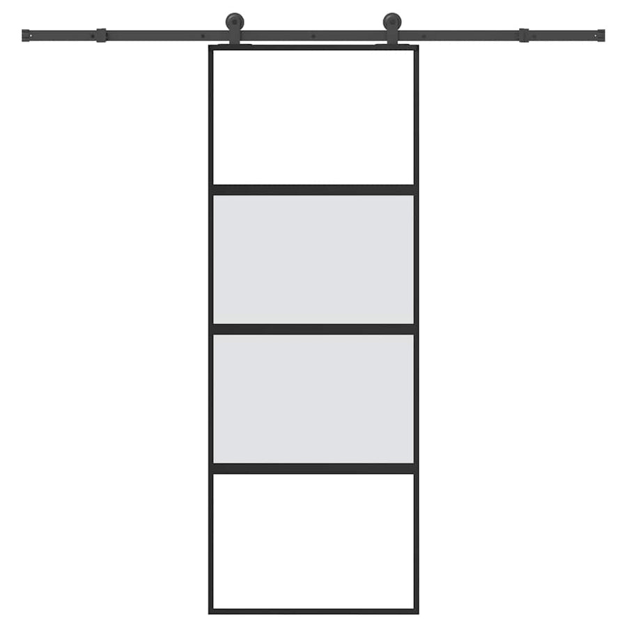 Schuifdeur met beslag 76x205 cm gehard glas en aluminium
