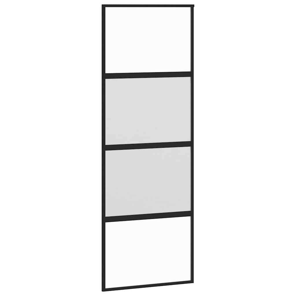 Schuifdeur met beslag 76x205 cm gehard glas en aluminium