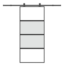 Schuifdeur met beslag 90x205 cm gehard glas en aluminium