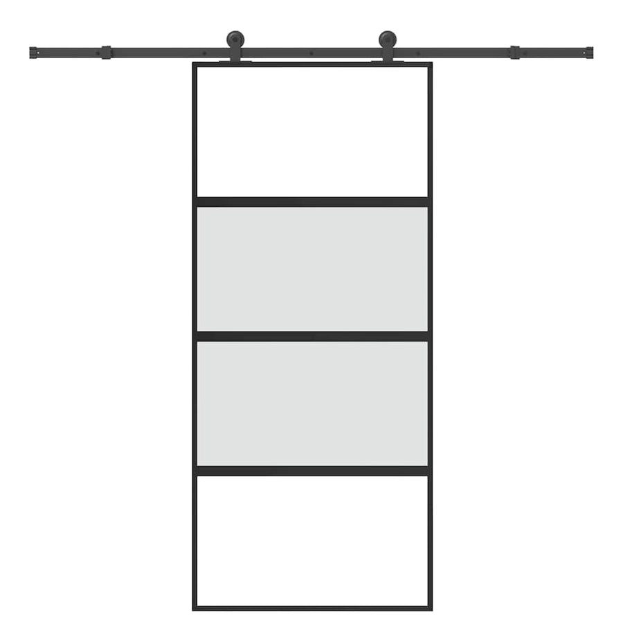 Schuifdeur met beslag 90x205 cm gehard glas en aluminium