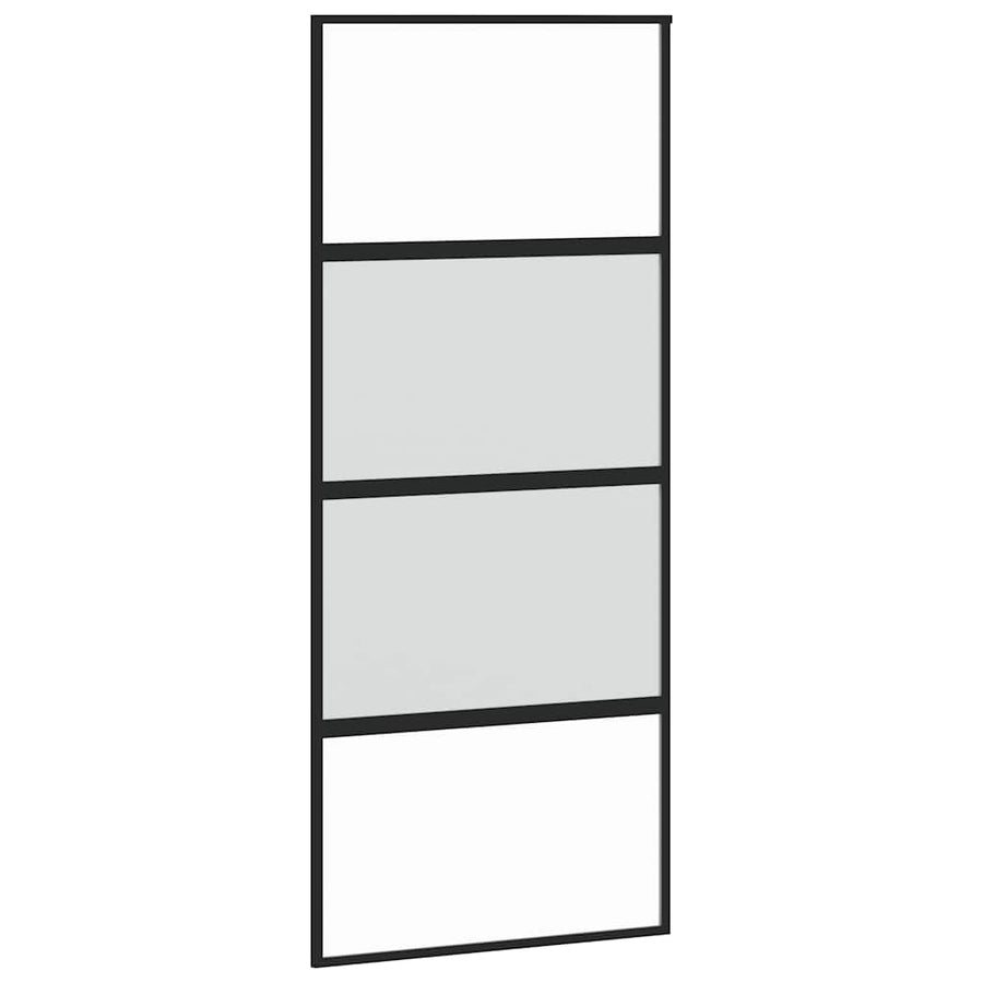 Schuifdeur met beslag 90x205 cm gehard glas en aluminium