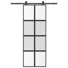 Sliding door with hardware 76x205 cm tempered glass and aluminum