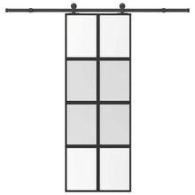 Schuifdeur met beslag 76x205 cm gehard glas en aluminium