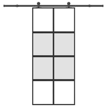 Schuifdeur met beslag 90x205 cm gehard glas en aluminium