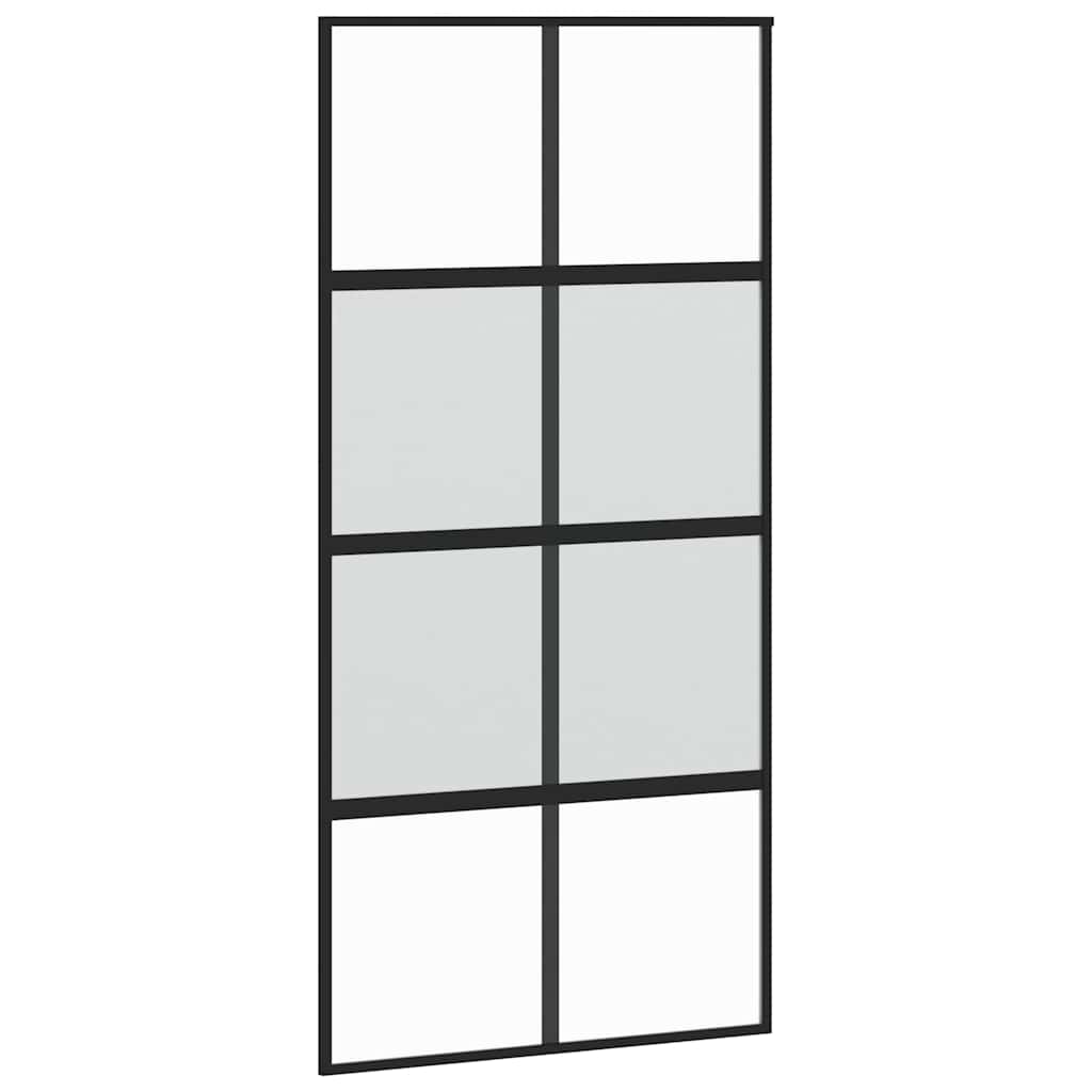 Schuifdeur met beslag 90x205 cm gehard glas en aluminium