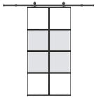Schuifdeur 102,5x205 cm gehard glas aluminium zwart