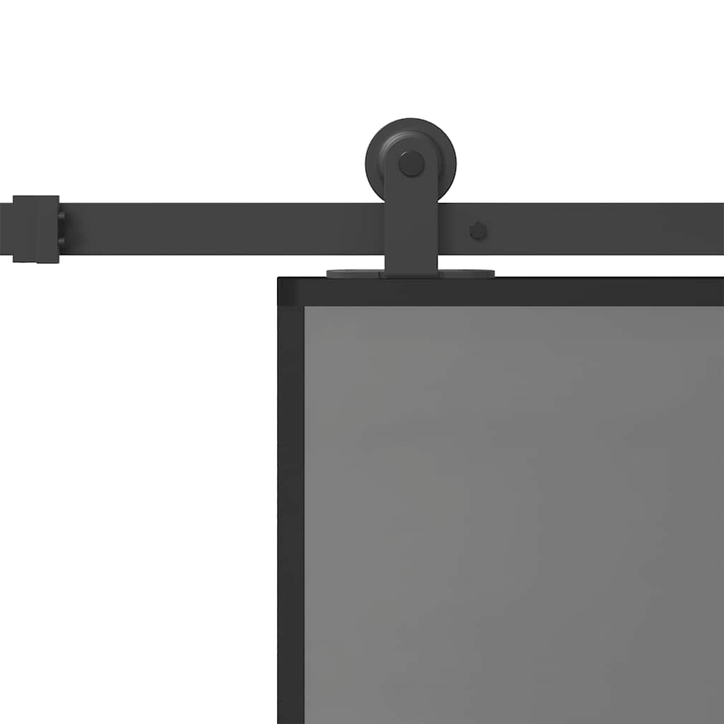 Schuifdeur met beslag 76x205 cm gehard glas en aluminium