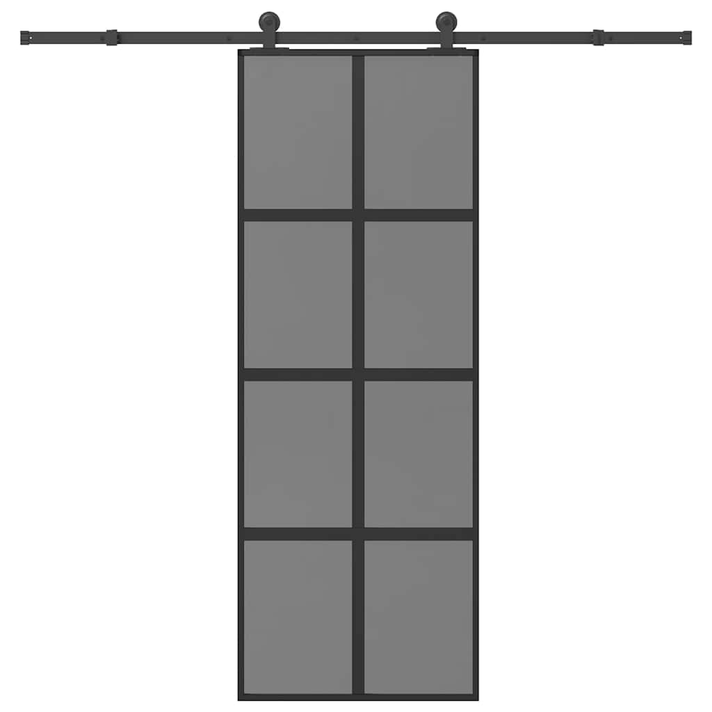 Schuifdeur met beslag 76x205 cm gehard glas en aluminium