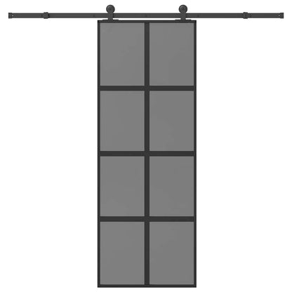 Schuifdeur met beslag 76x205 cm gehard glas en aluminium