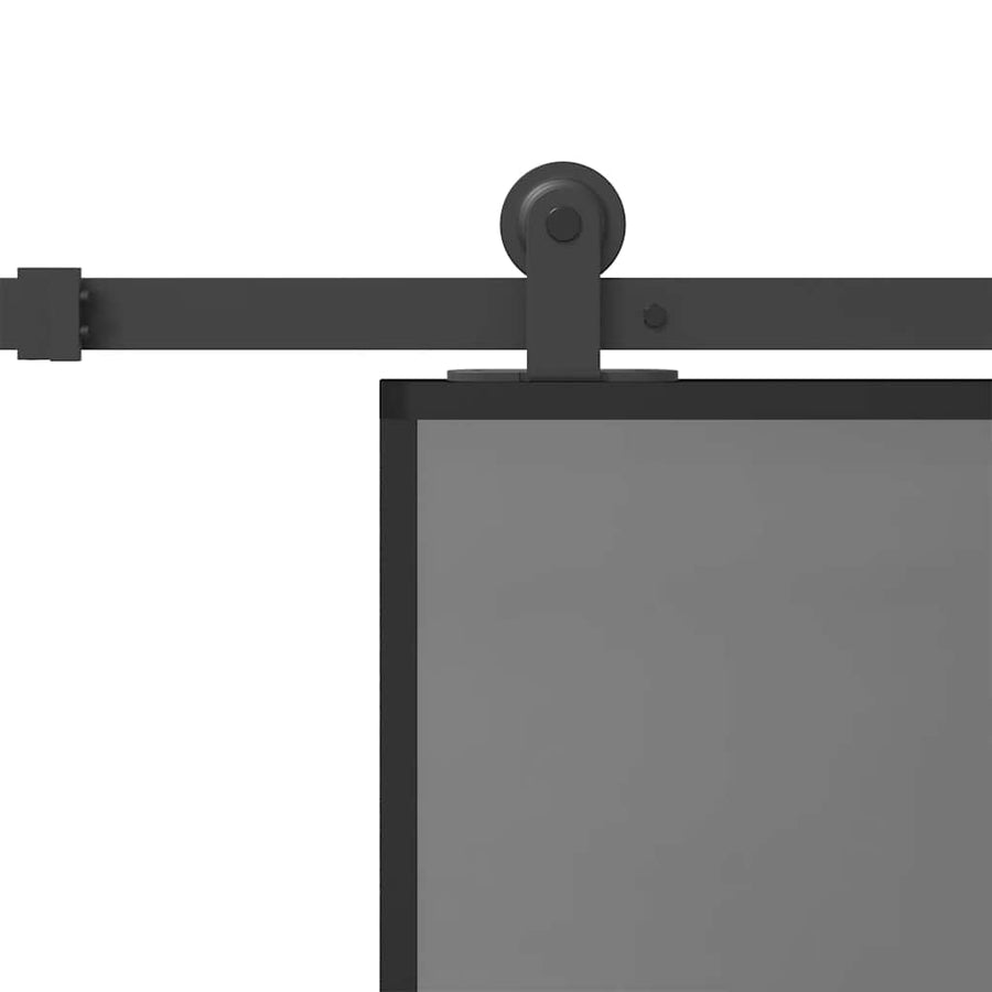 Schuifdeur met beslag 76x205 cm gehard glas en aluminium