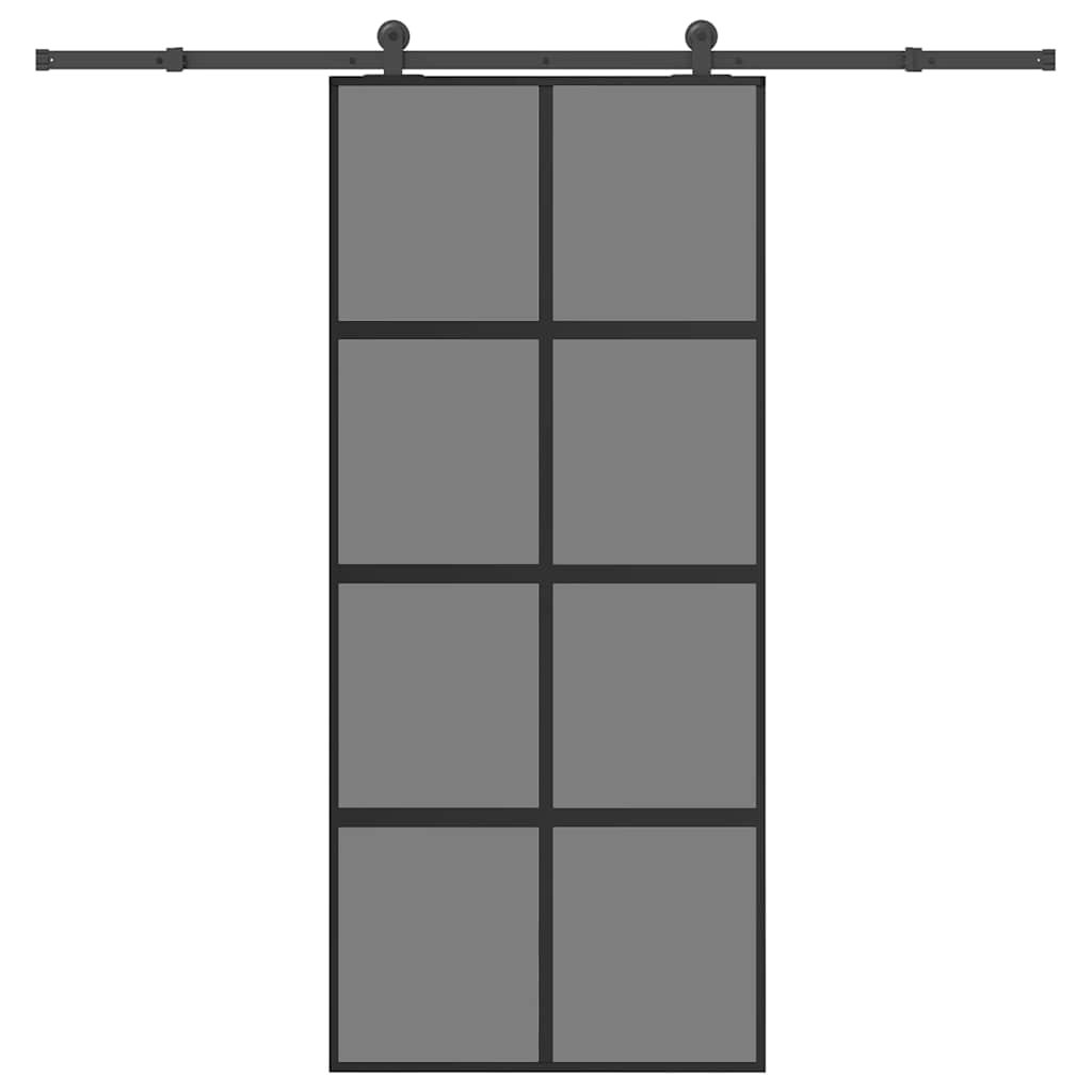 Schuifdeur met beslag 90x205 cm gehard glas en aluminium