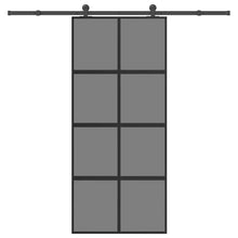 Schuifdeur met beslag 90x205 cm gehard glas en aluminium