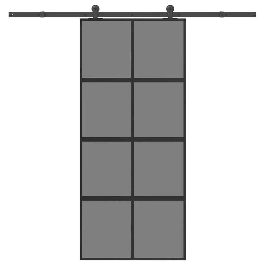Schuifdeur met beslag 90x205 cm gehard glas en aluminium