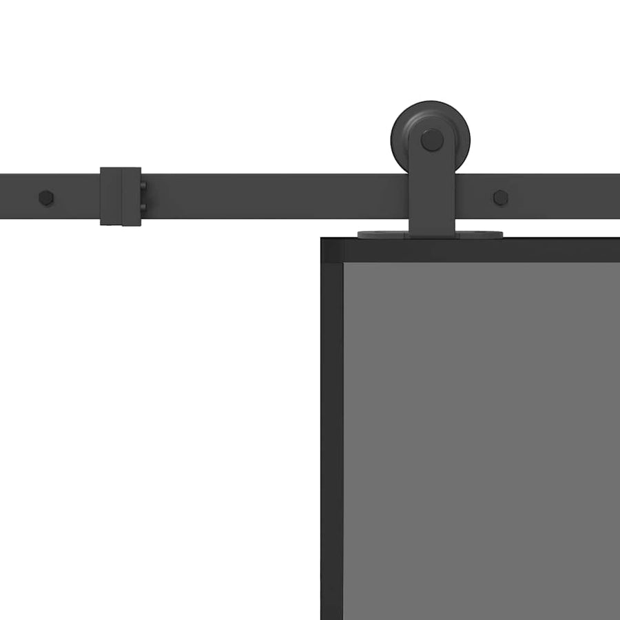 Schuifdeur met beslag 90x205 cm gehard glas en aluminium