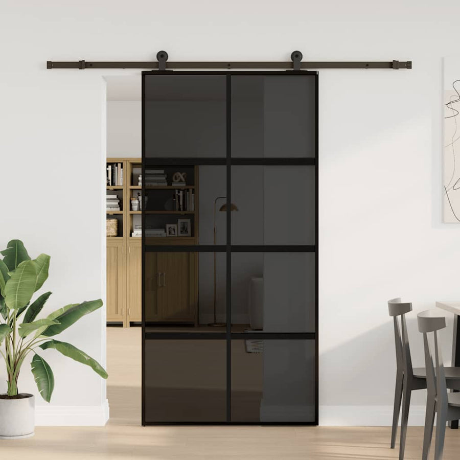 Schuifdeur met beslag 102,5x205 cm gehard glas en aluminium